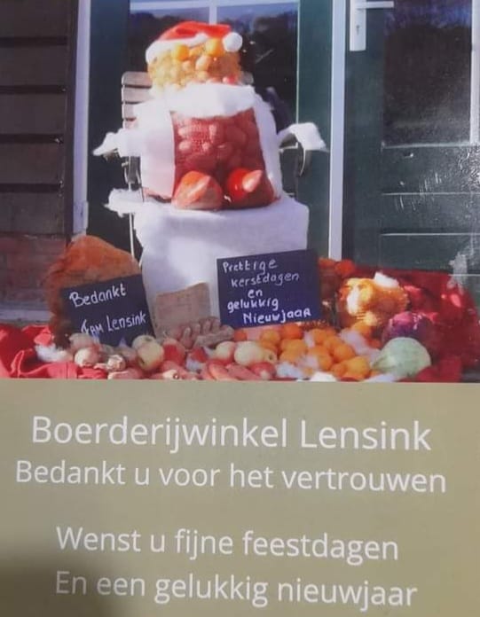 Boerderijwinkel Lensink Aardappelen Aalten wenst iedereen prettige feestdagen